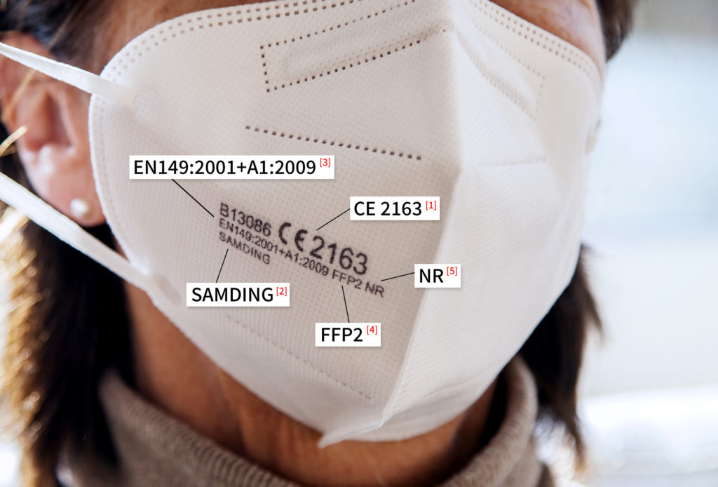 CE-FFP2-Maskenbeschreibung mit Erklärung